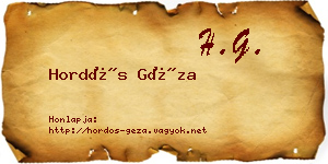 Hordós Géza névjegykártya